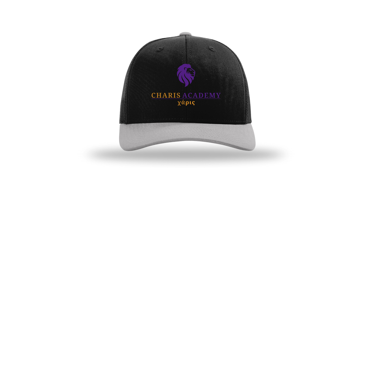 cahazleton-richardson-trucker-cap-embroidery-capfront-R112-blackblacklightgrey-flat-front
