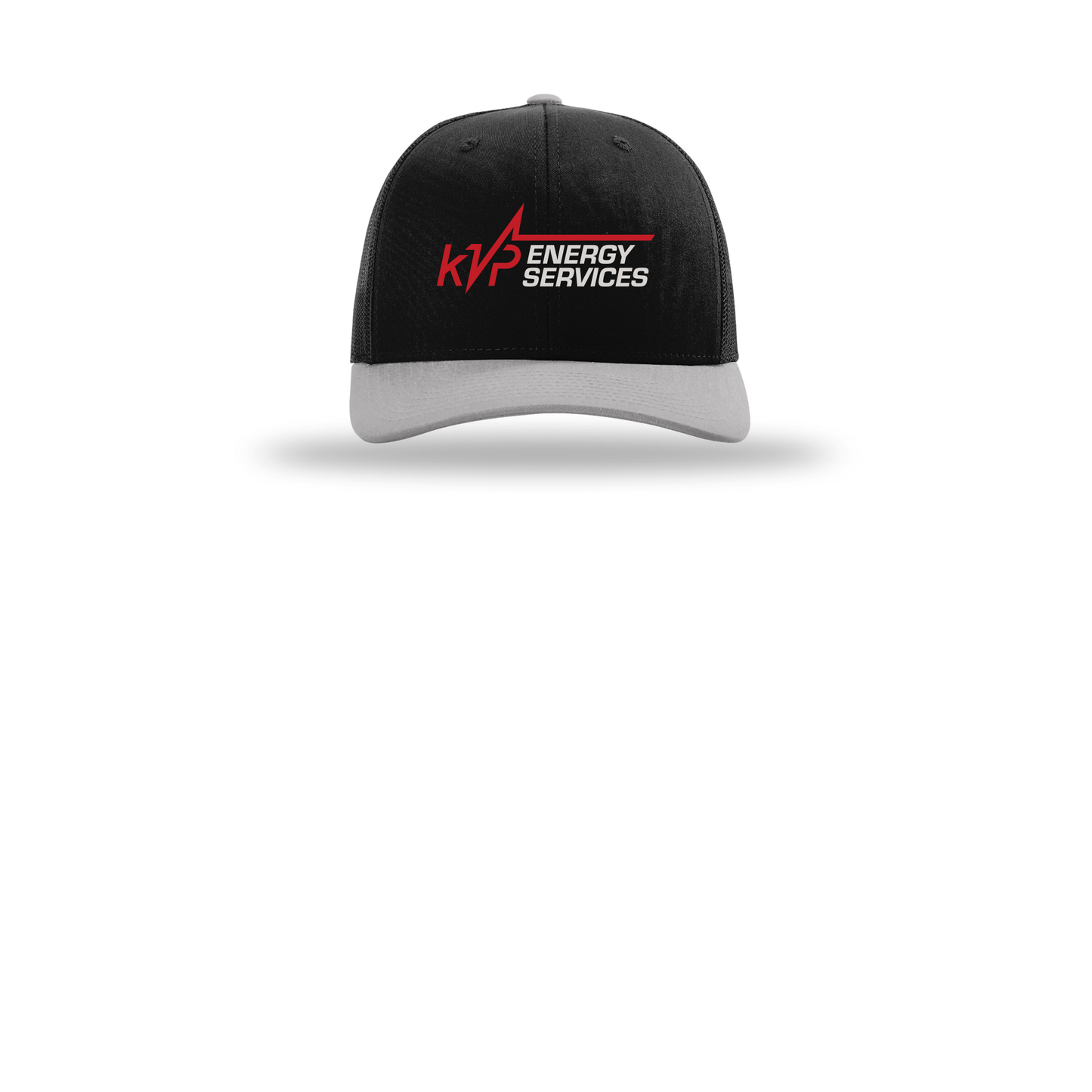 kvpenergy-richardson-trucker-cap-embroidery-capfront-R112-blackblacklightgrey-flat-front