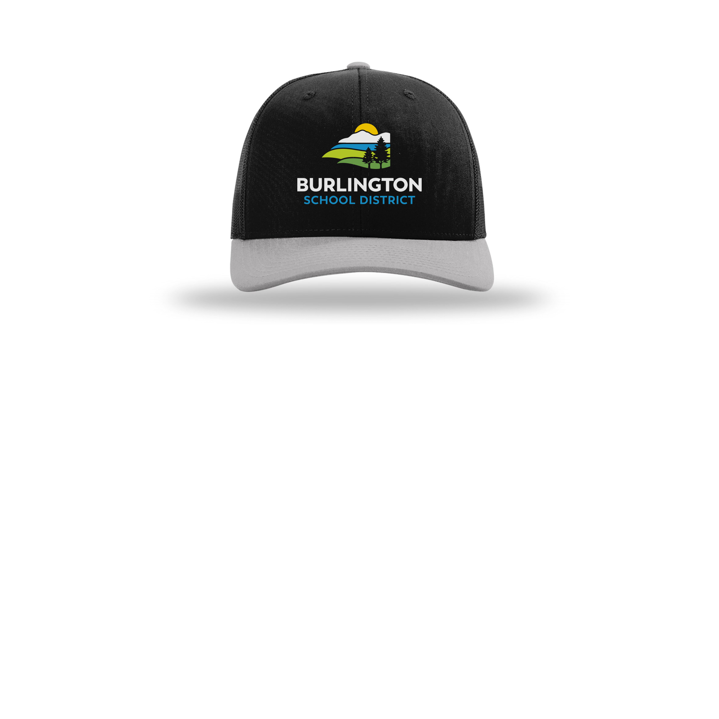 bsdvt-richardson-trucker-cap-embroidery-capfront-R112-blackblacklightgrey-flat-front