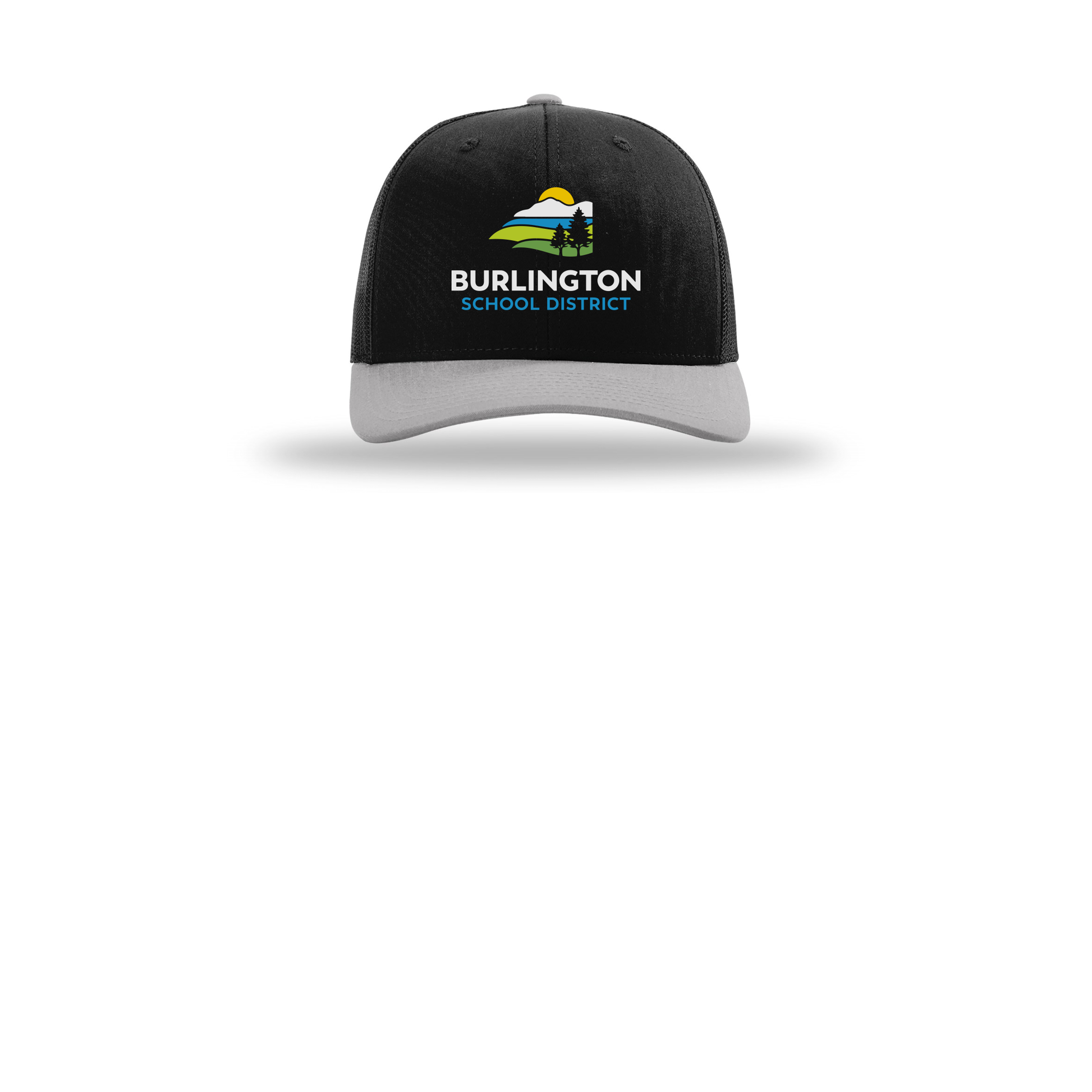 bsdvt-richardson-trucker-cap-embroidery-capfront-R112-blackblacklightgrey-flat-front