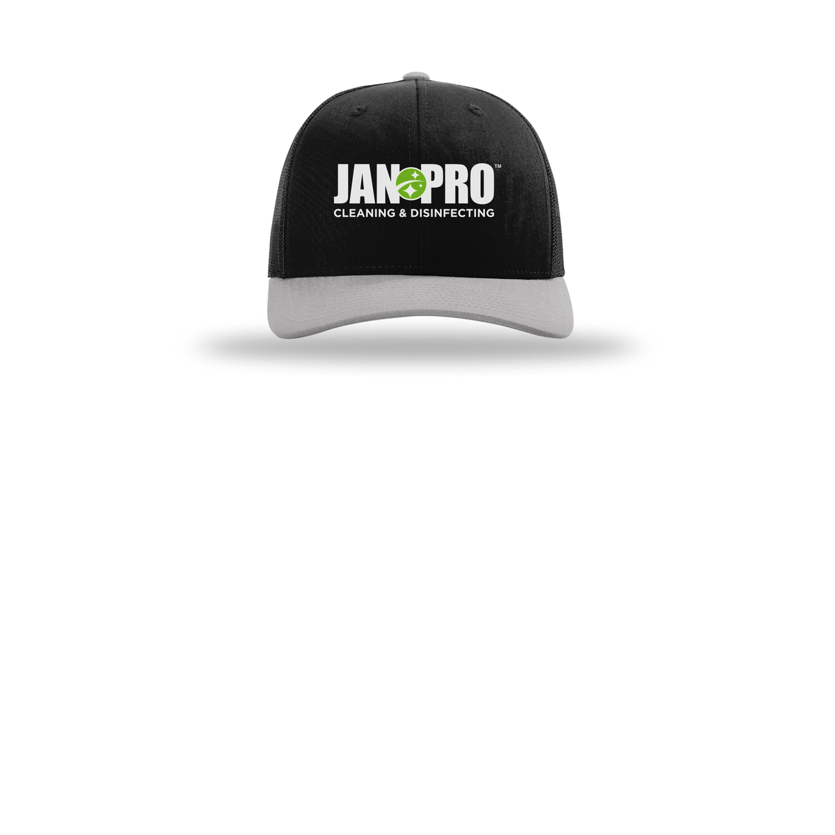 jan-pro-richardson-trucker-cap-embroidery-capfront-R112-blackblacklightgrey-flat-front