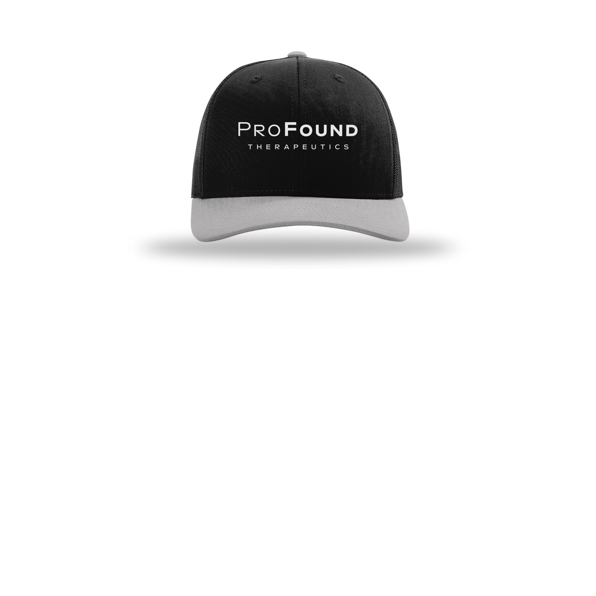 profoundtx-richardson-trucker-cap-embroidery-capfront-R112-blackblacklightgrey-flat-front