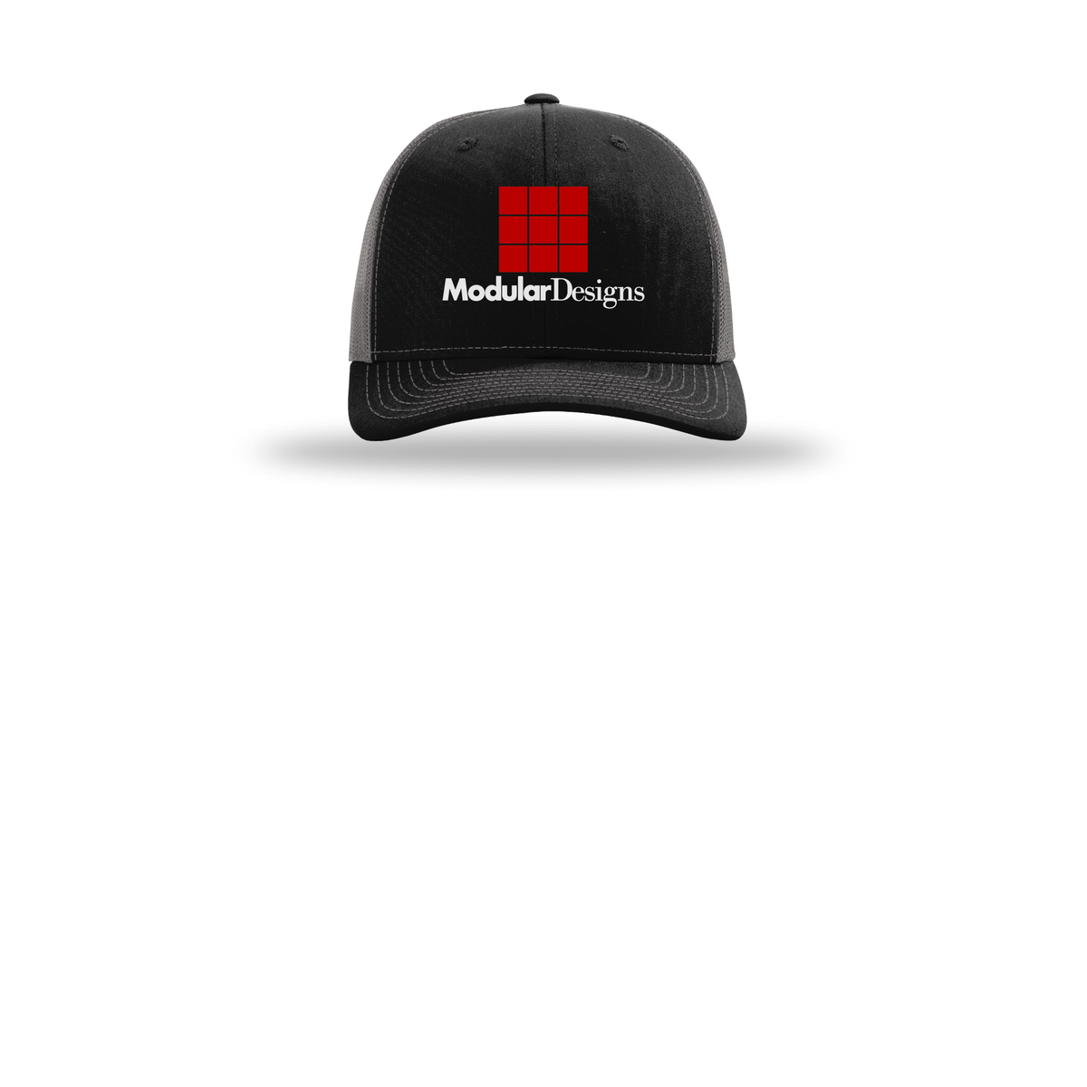 modulardesignsflooring-richardson-trucker-cap-embroidery-capfront-R112-blackcharcoal-flat-front