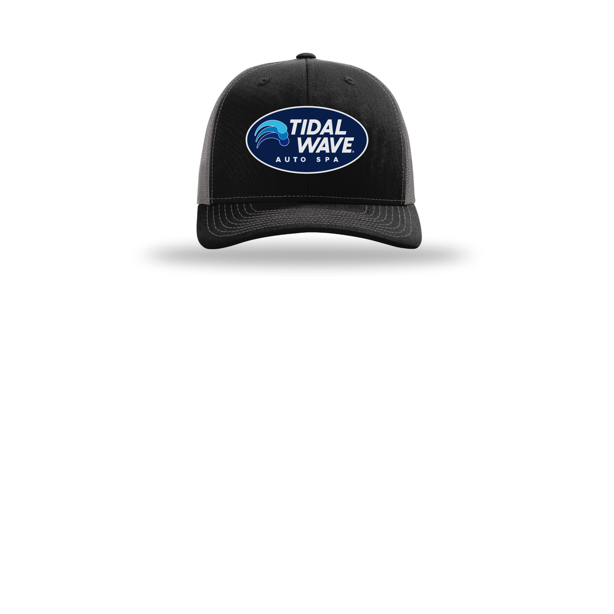 tidalwaveautospa-richardson-trucker-cap-embroidery-capfront-R112-blackcharcoal-flat-front