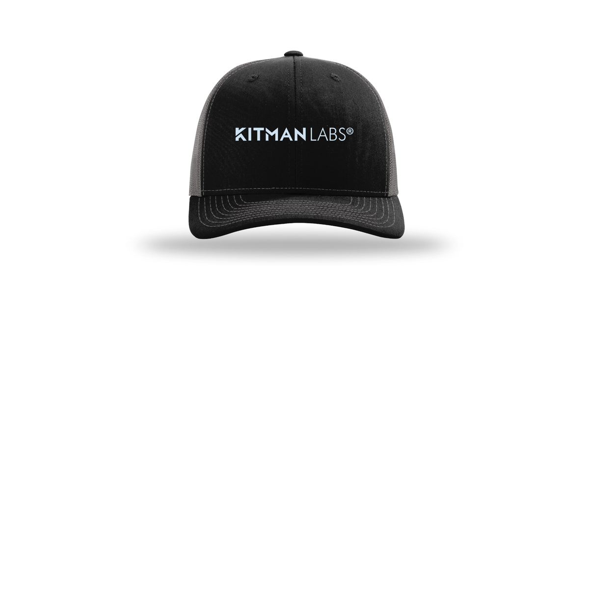 kitmanlabs-richardson-trucker-cap-embroidery-capfront-R112-blackcharcoal-flat-front