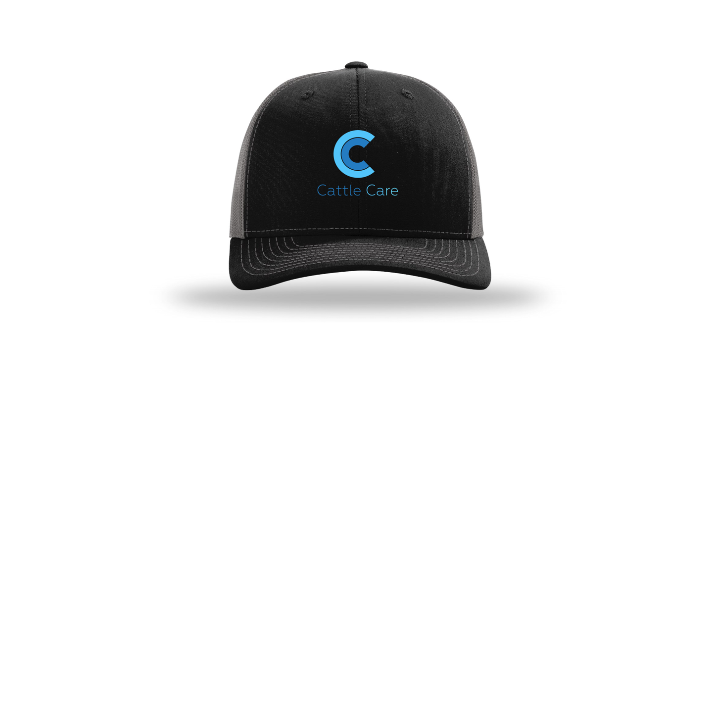 cattle-care-richardson-trucker-cap-embroidery-capfront-R112-blackcharcoal-flat-front