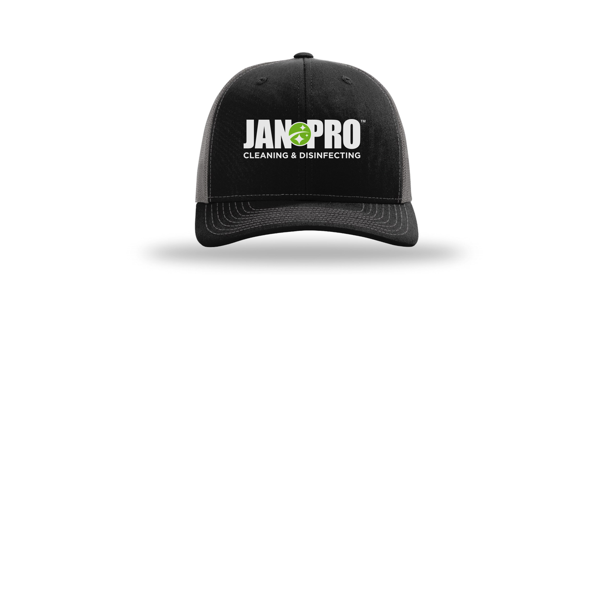 jan-pro-richardson-trucker-cap-embroidery-capfront-R112-blackcharcoal-flat-front