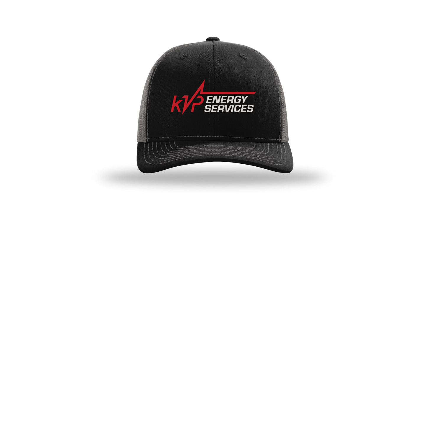 kvpenergy-richardson-trucker-cap-embroidery-capfront-R112-blackcharcoal-flat-front