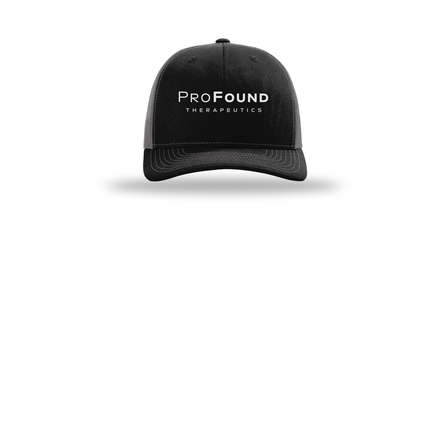 profoundtx-richardson-trucker-cap-embroidery-capfront-R112-blackcharcoal-flat-front