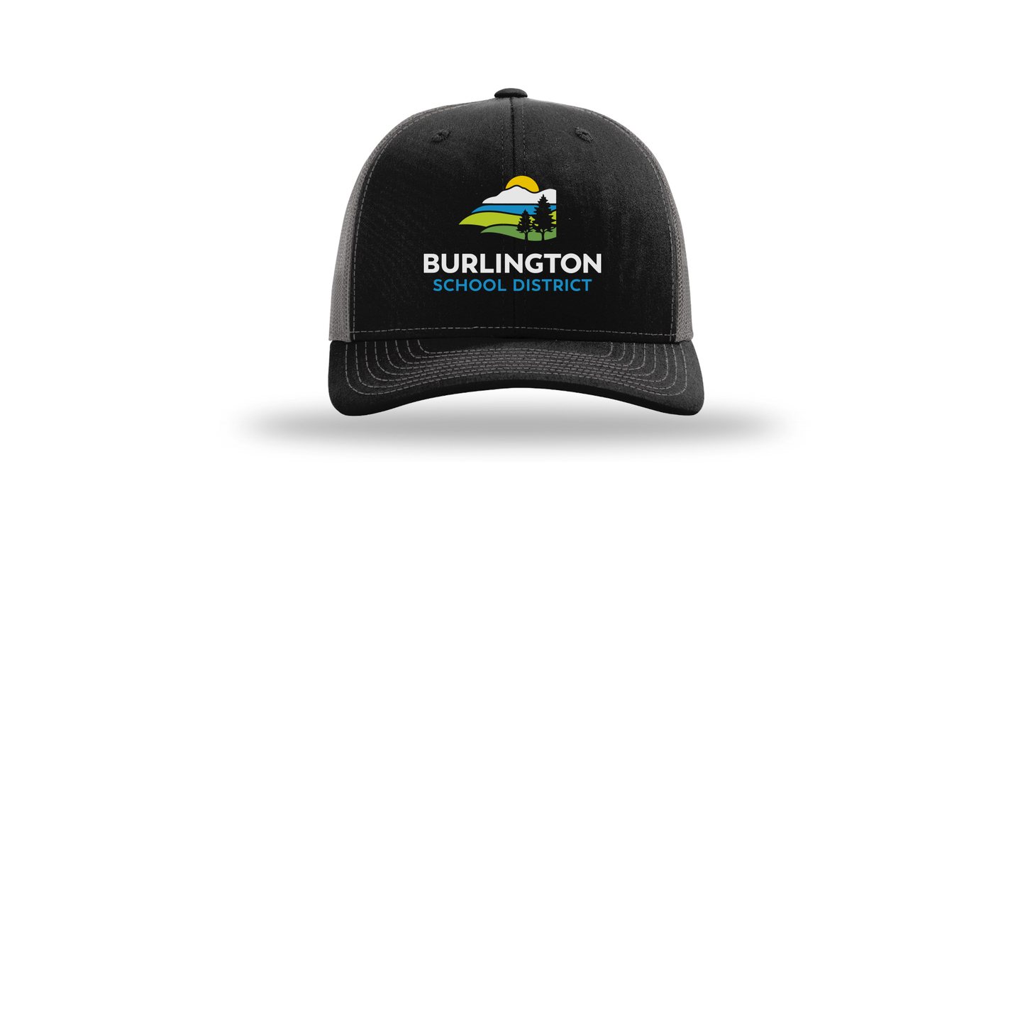 bsdvt-richardson-trucker-cap-embroidery-capfront-R112-blackcharcoal-flat-front