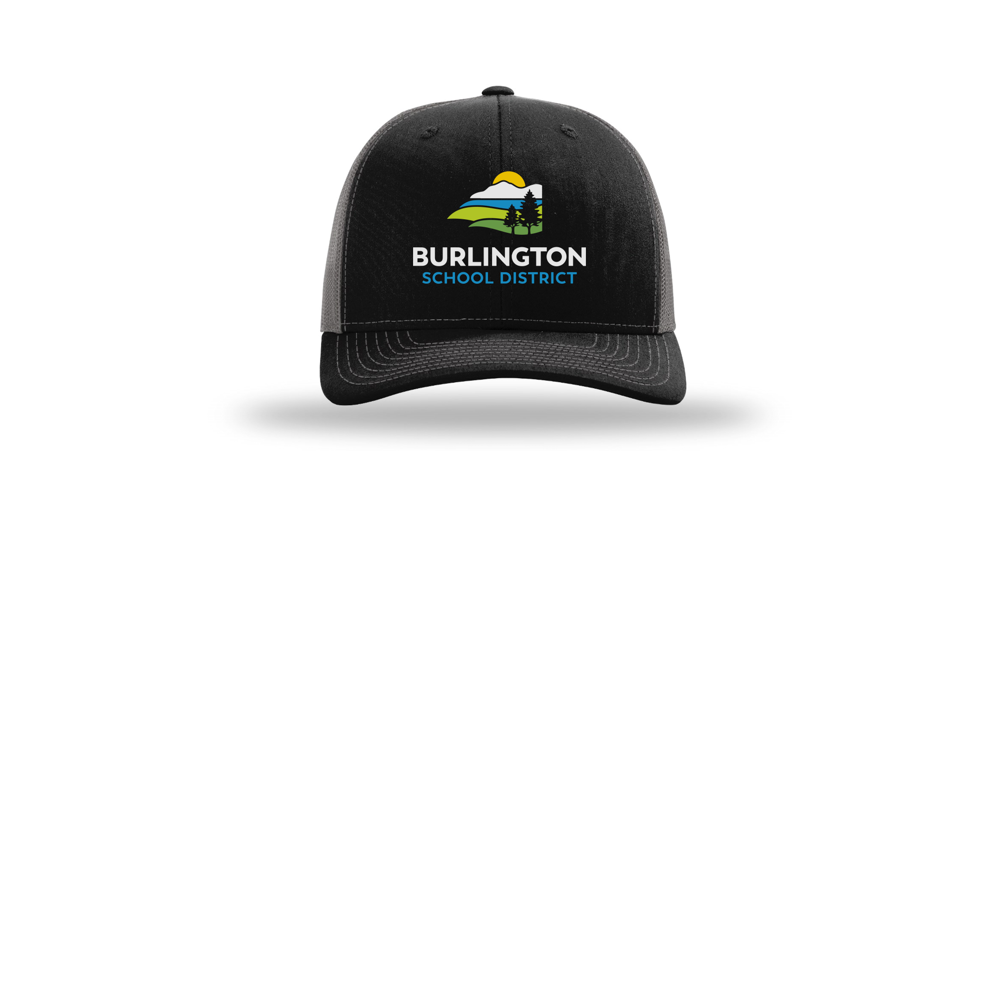 bsdvt-richardson-trucker-cap-embroidery-capfront-R112-blackcharcoal-flat-front
