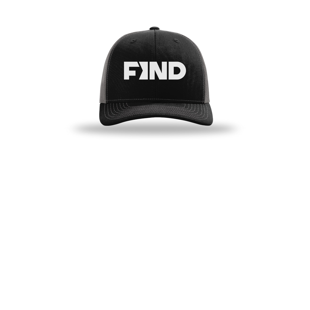 findrealestate-richardson-trucker-cap-embroidery-capfront-R112-blackcharcoal-flat-front