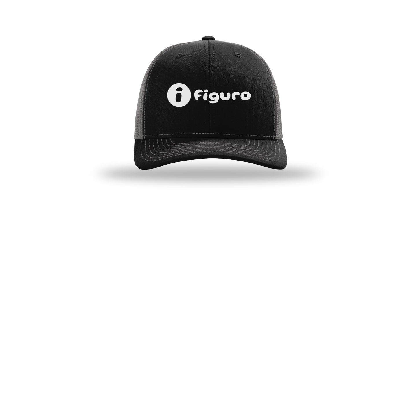 getfiguro-richardson-trucker-cap-embroidery-capfront-R112-blackcharcoal-flat-front