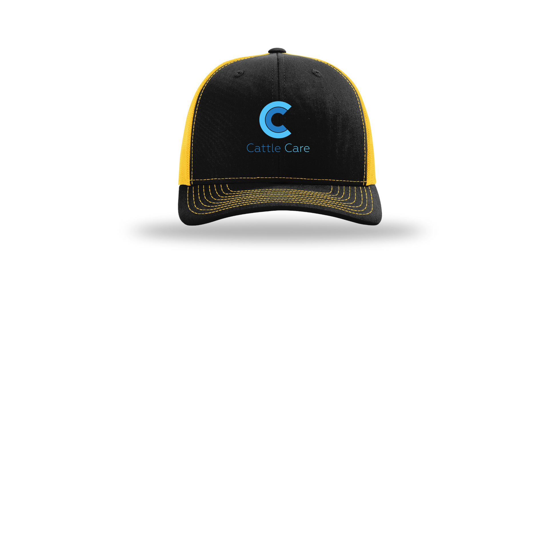 cattle-care-richardson-trucker-cap-embroidery-capfront-R112-blackgold-flat-front