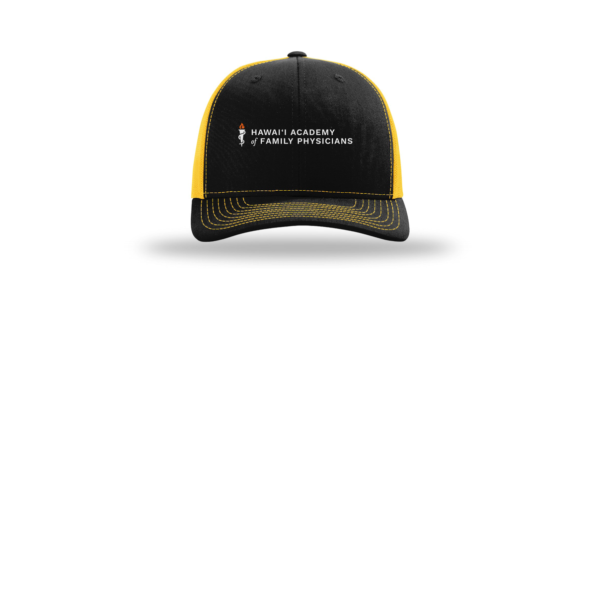 hafp-richardson-trucker-cap-embroidery-capfront-R112-blackgold-flat-front