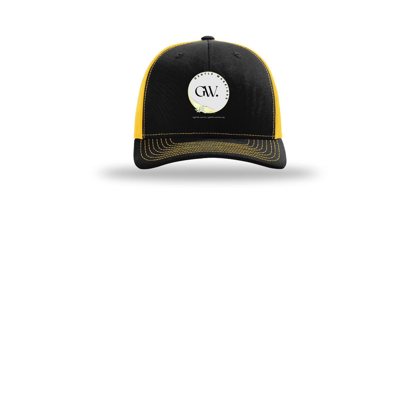 gentle-warriors-richardson-trucker-cap-embroidery-capfront-R112-blackgold-flat-front