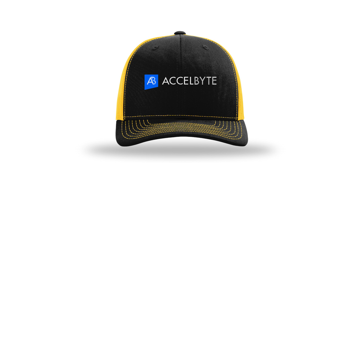 accelbyte-richardson-trucker-cap-embroidery-capfront-R112-blackgold-flat-front