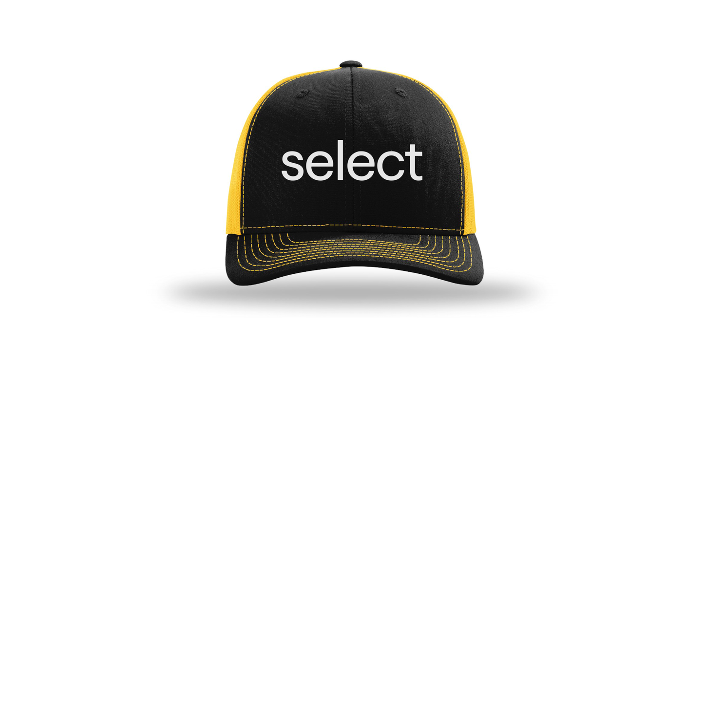 meetselect-richardson-trucker-cap-embroidery-capfront-R112-blackgold-flat-front