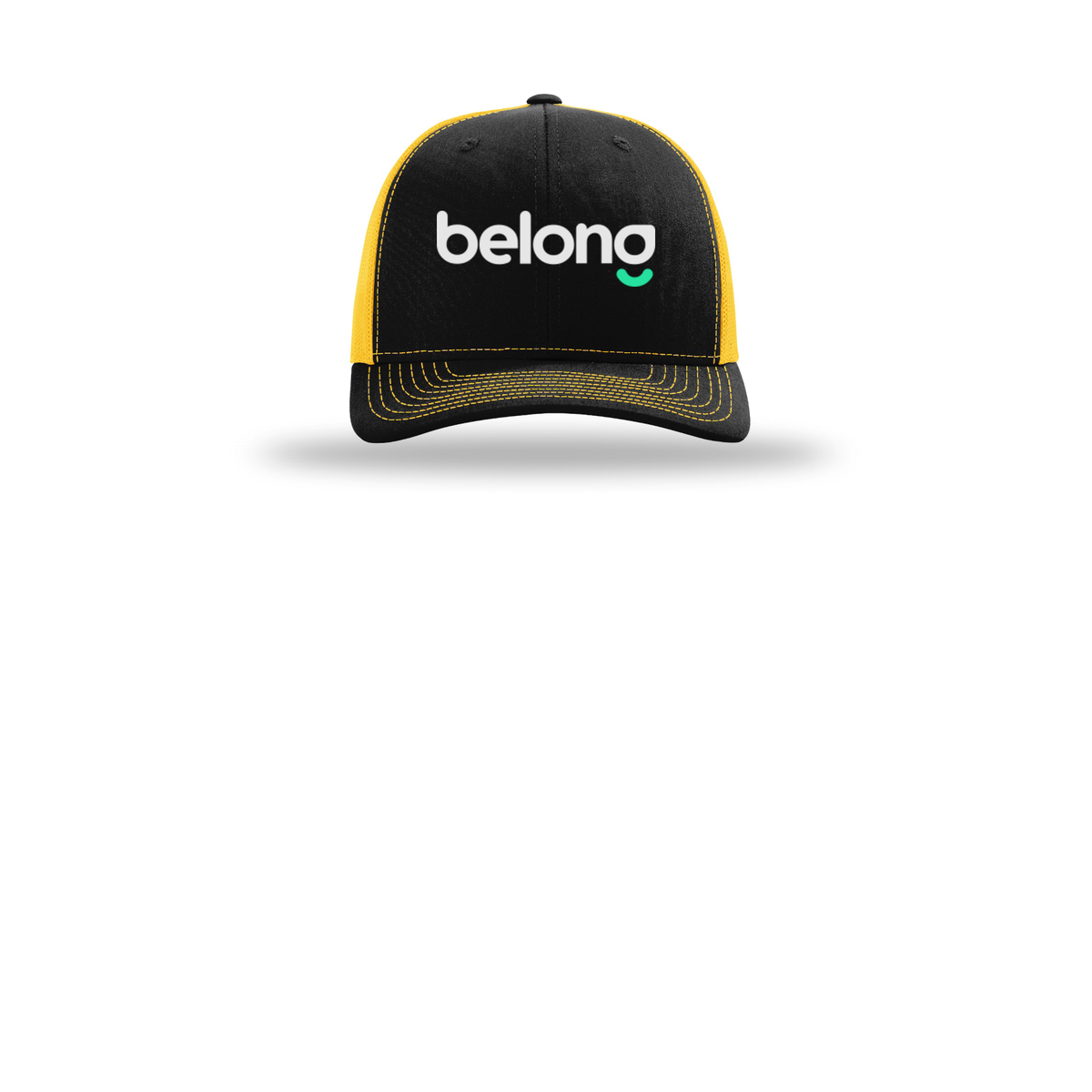 belonghome-richardson-trucker-cap-embroidery-capfront-R112-blackgold-flat-front