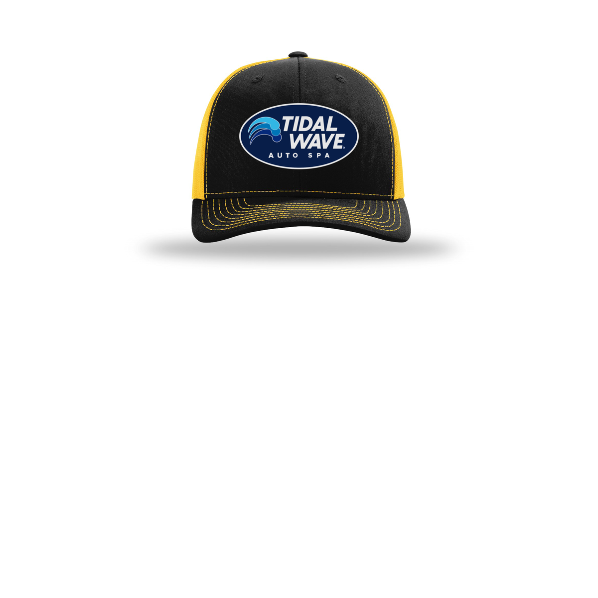 tidalwaveautospa-richardson-trucker-cap-embroidery-capfront-R112-blackgold-flat-front
