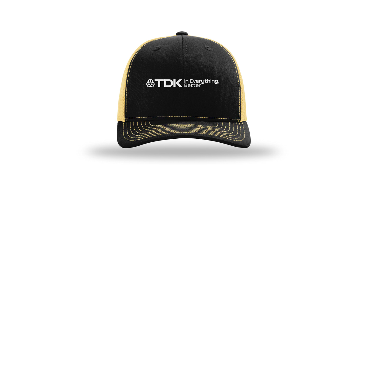 tdk-richardson-trucker-cap-embroidery-capfront-R112-blackvegasgold-flat-front