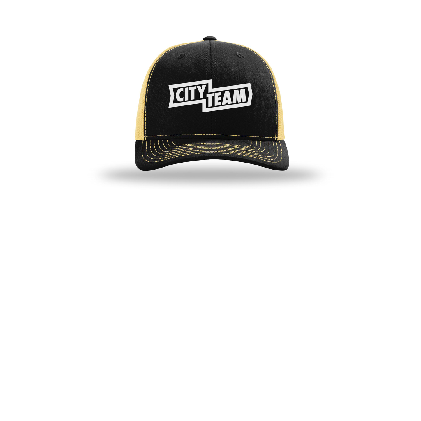 cityteam-richardson-trucker-cap-embroidery-capfront-R112-blackvegasgold-flat-front