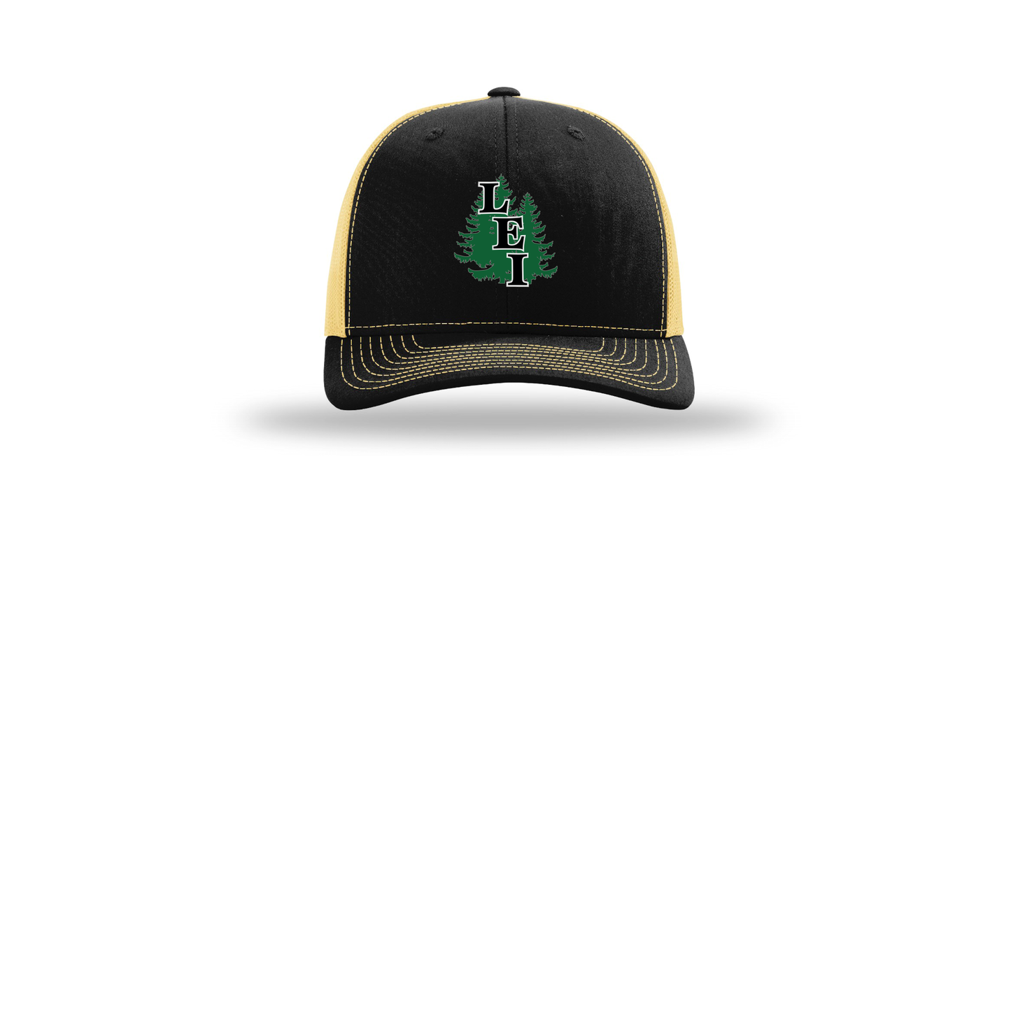 leisite-richardson-trucker-cap-embroidery-capfront-R112-blackvegasgold-flat-front