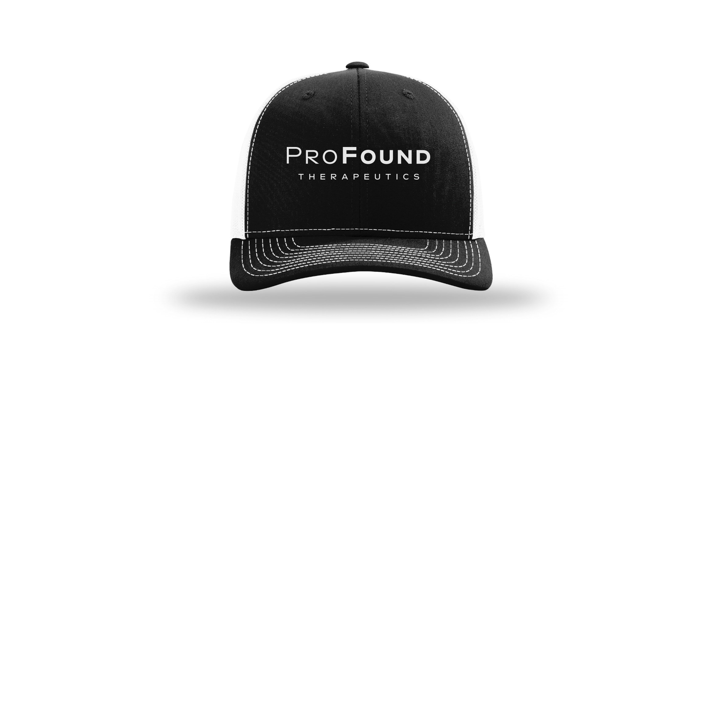 profoundtx-richardson-trucker-cap-embroidery-capfront-R112-blackwhite-flat-front