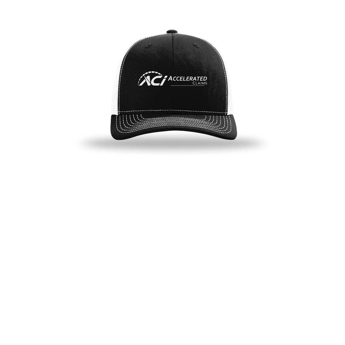 accelclaims-richardson-trucker-cap-embroidery-capfront-R112-blackwhite-flat-front