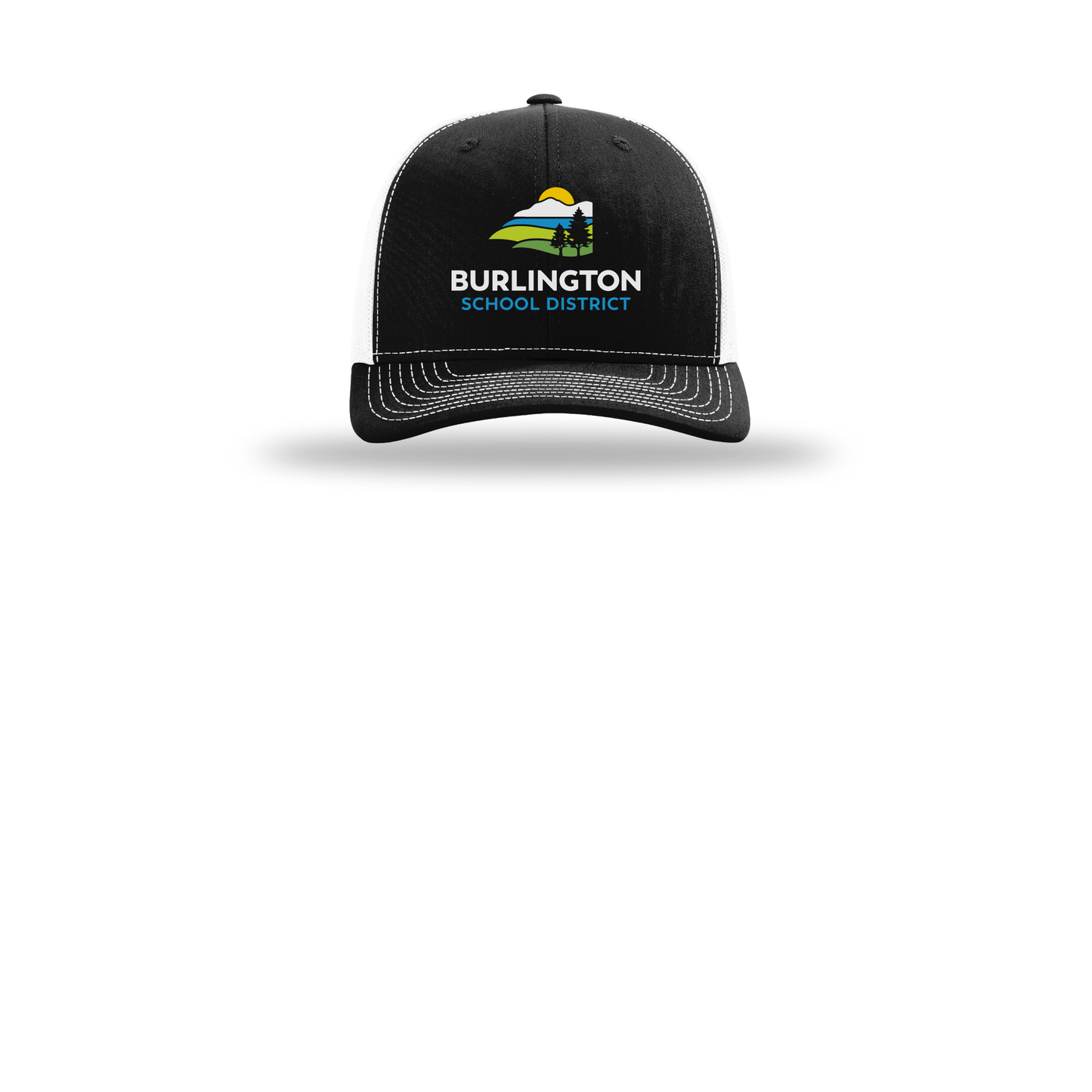 bsdvt-richardson-trucker-cap-embroidery-capfront-R112-blackwhite-flat-front