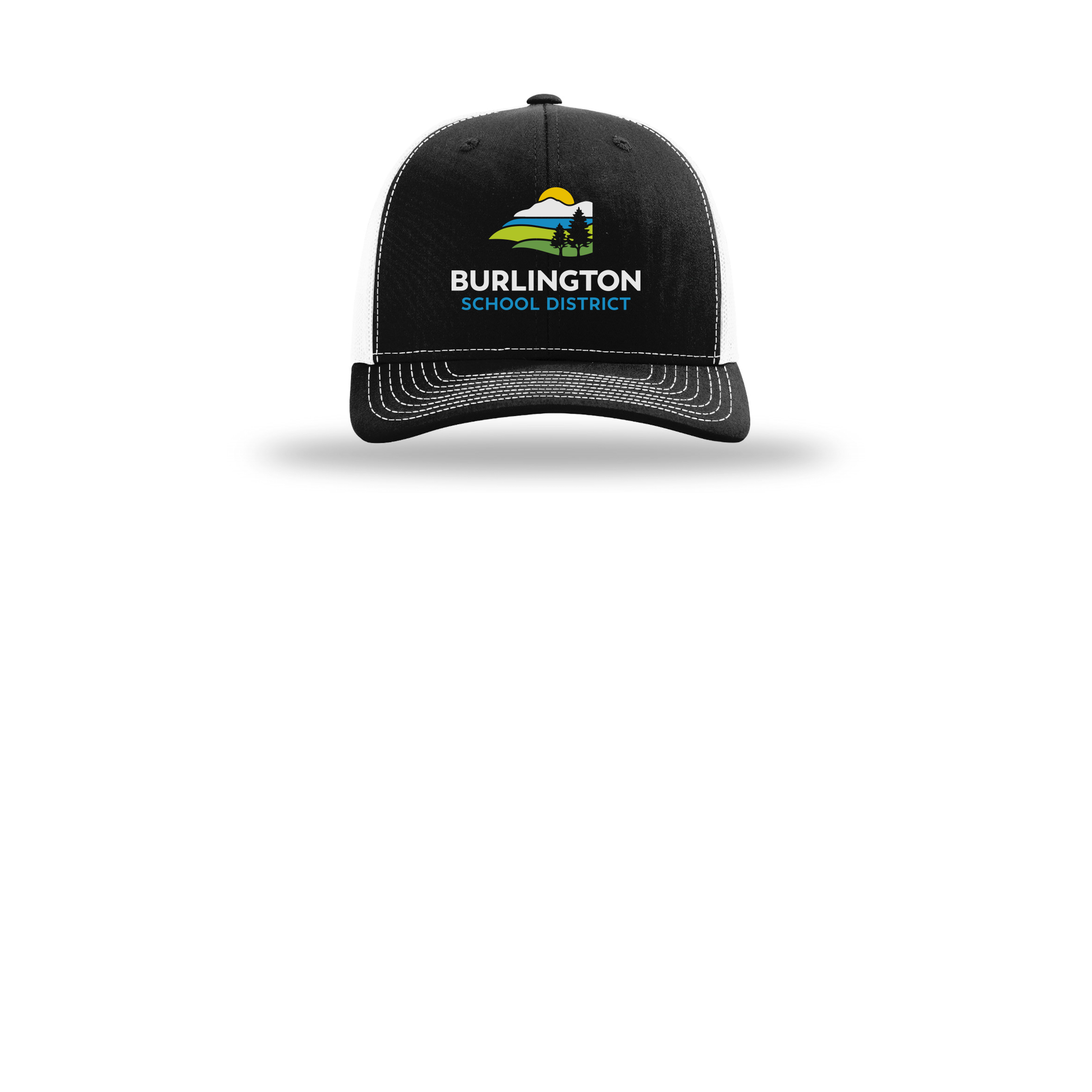 bsdvt-richardson-trucker-cap-embroidery-capfront-R112-blackwhite-flat-front