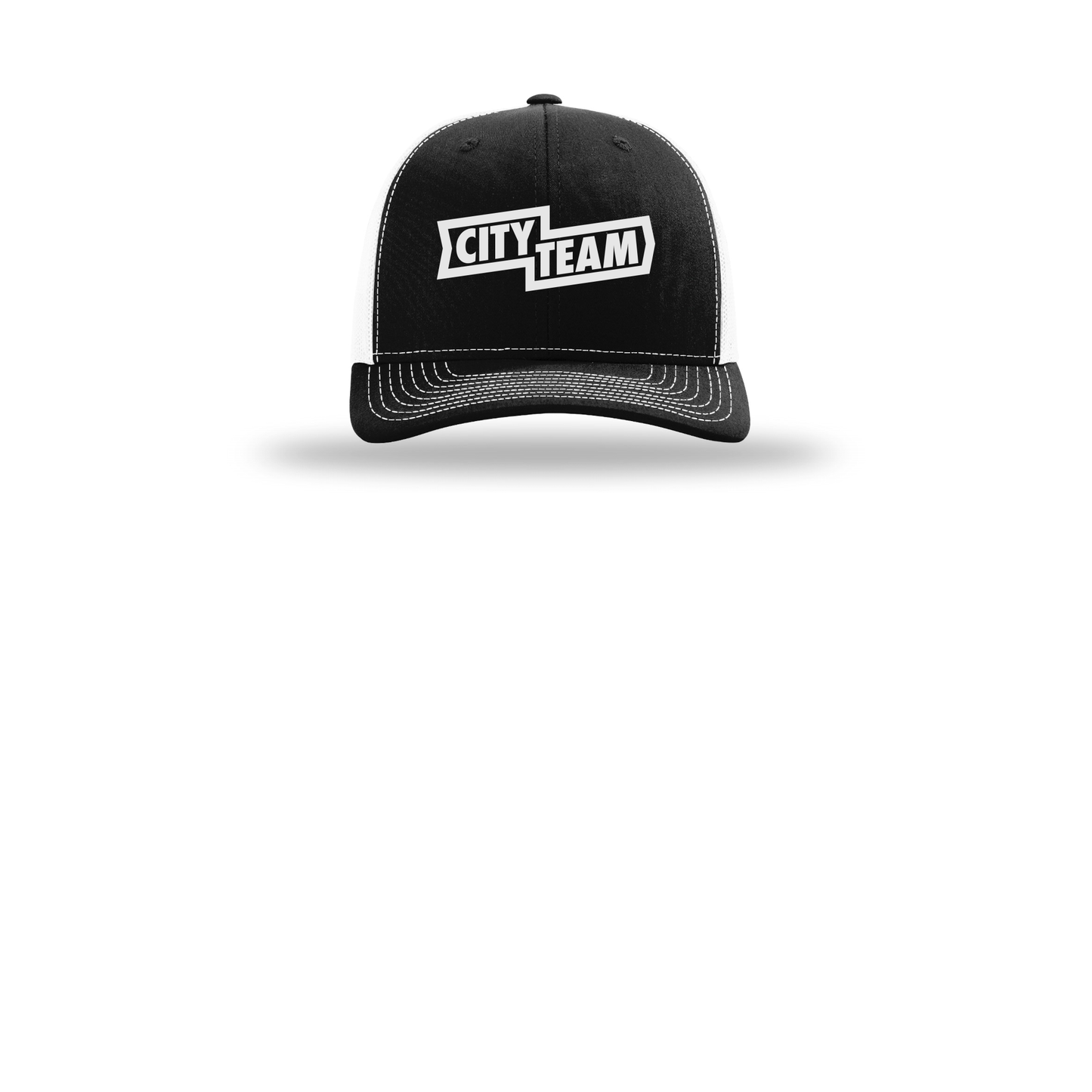 cityteam-richardson-trucker-cap-embroidery-capfront-R112-blackwhite-flat-front