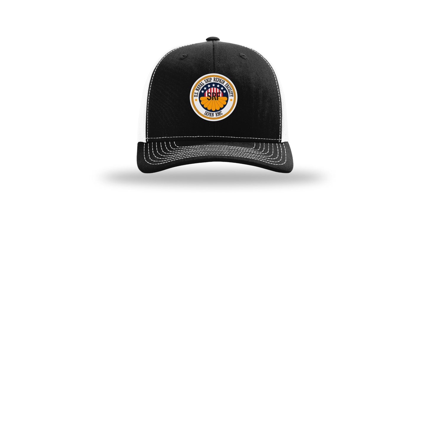 srf-jrmc-richardson-trucker-cap-embroidery-capfront-R112-blackwhite-flat-front