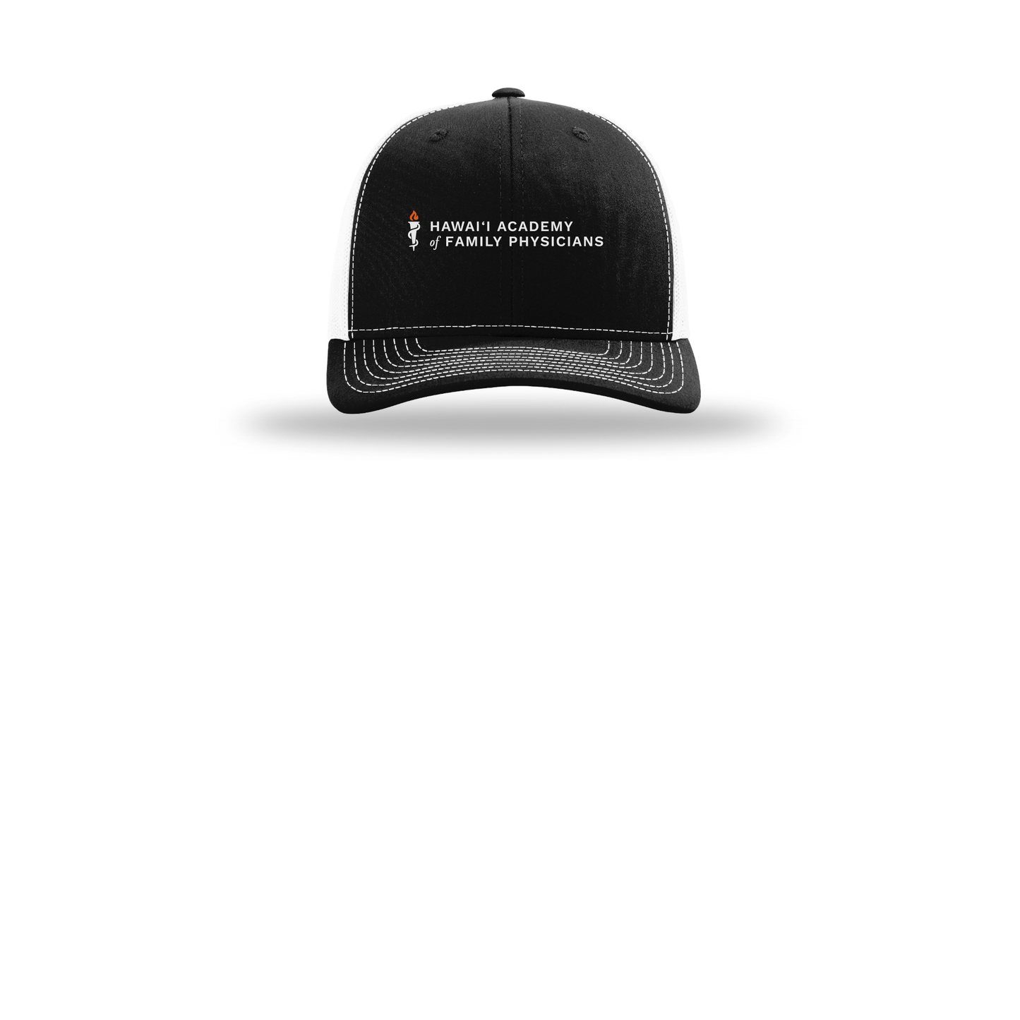 hafp-richardson-trucker-cap-embroidery-capfront-R112-blackwhite-flat-front