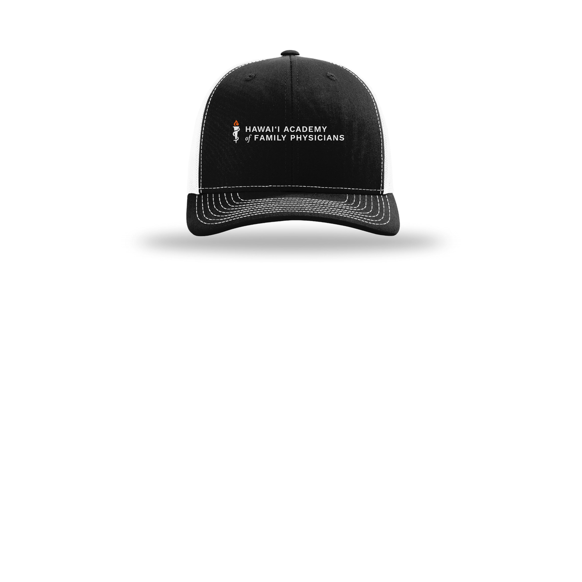 hafp-richardson-trucker-cap-embroidery-capfront-R112-blackwhite-flat-front