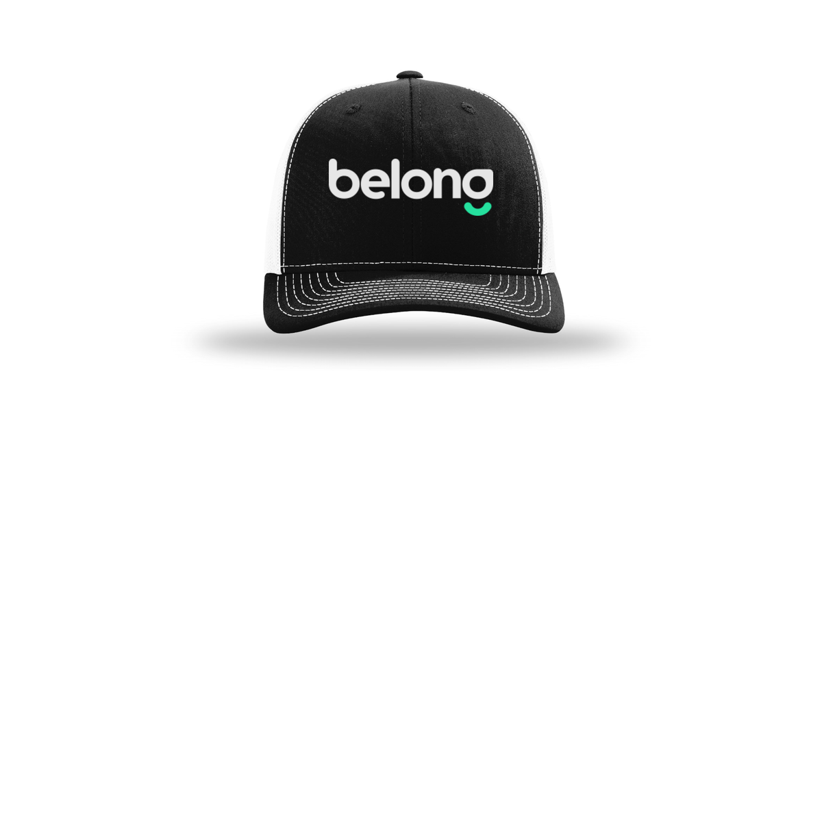 belonghome-richardson-trucker-cap-embroidery-capfront-R112-blackwhite-flat-front