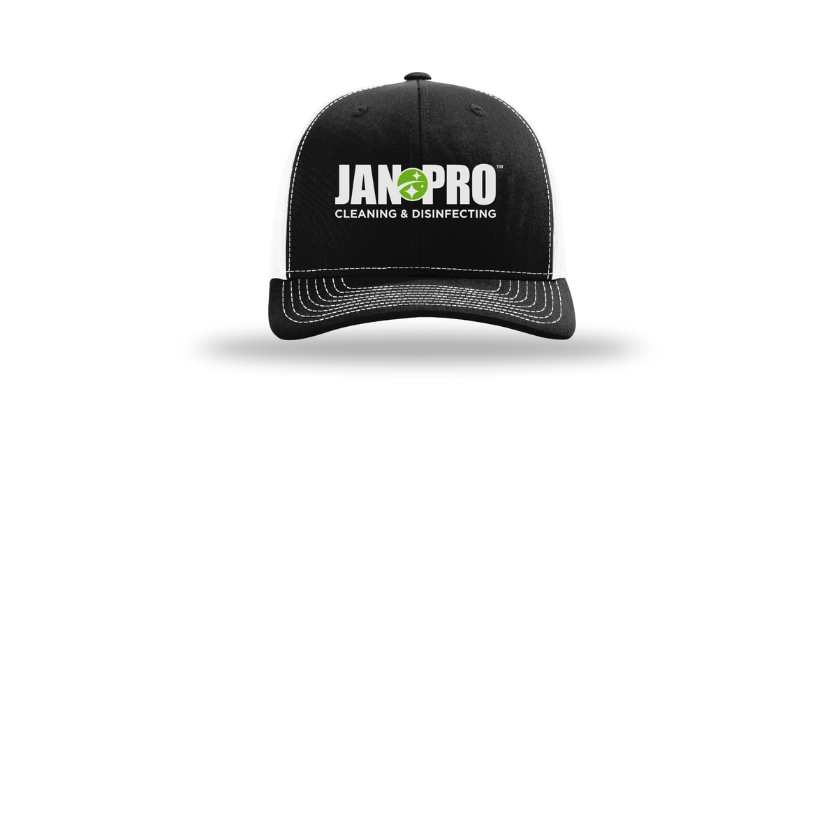 jan-pro-richardson-trucker-cap-embroidery-capfront-R112-blackwhite-flat-front