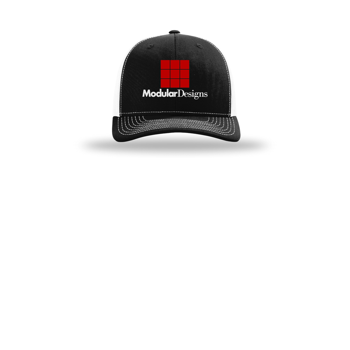 modulardesignsflooring-richardson-trucker-cap-embroidery-capfront-R112-blackwhite-flat-front