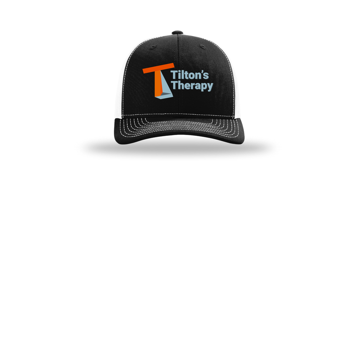 tiltonstherapy-richardson-trucker-cap-embroidery-capfront-R112-blackwhite-flat-front