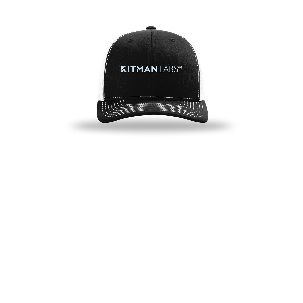 kitmanlabs-richardson-trucker-cap-embroidery-capfront-R112-blackwhite-flat-front