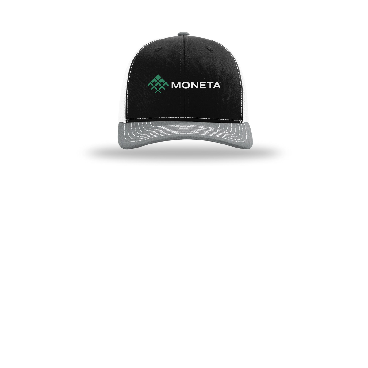 monetagroup-richardson-trucker-cap-embroidery-capfront-R112-blackwhiteheathergrey-flat-front