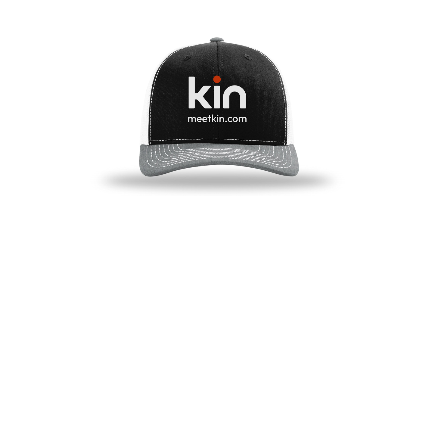 kin-richardson-trucker-cap-embroidery-capfront-R112-blackwhiteheathergrey-flat-front