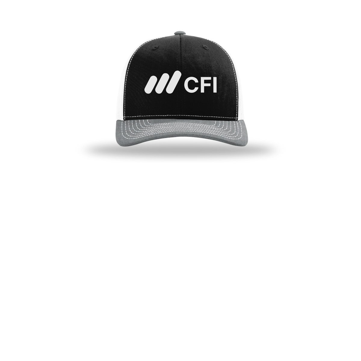 corporatefinanceinstitute-richardson-trucker-cap-embroidery-capfront-R112-blackwhiteheathergrey-flat-front