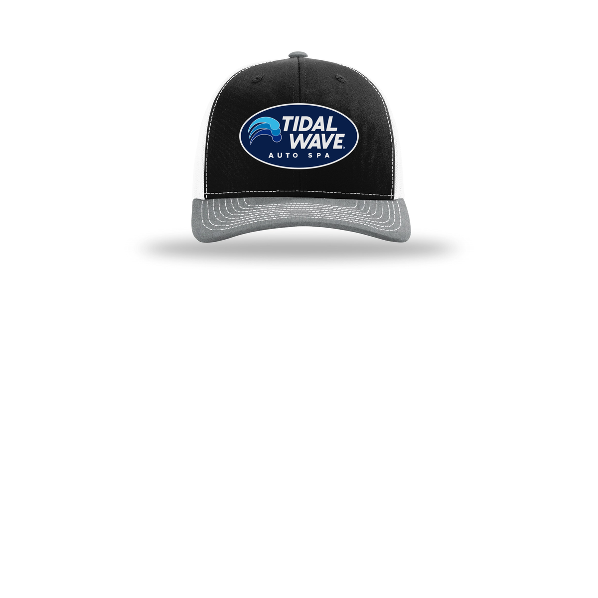 tidalwaveautospa-richardson-trucker-cap-embroidery-capfront-R112-blackwhiteheathergrey-flat-front