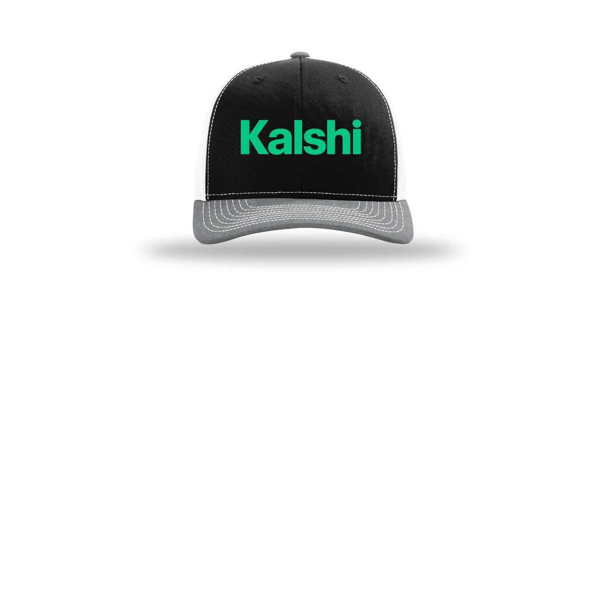 kalshi-richardson-trucker-cap-embroidery-capfront-R112-blackwhiteheathergrey-flat-front