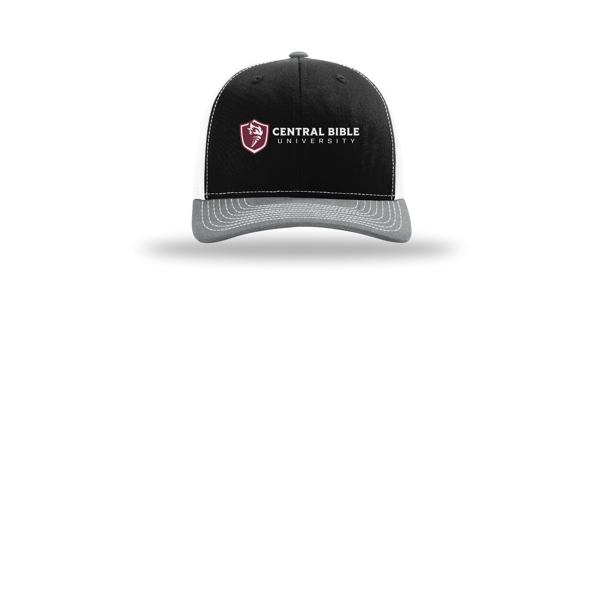 centralbible-richardson-trucker-cap-embroidery-capfront-R112-blackwhiteheathergrey-flat-front