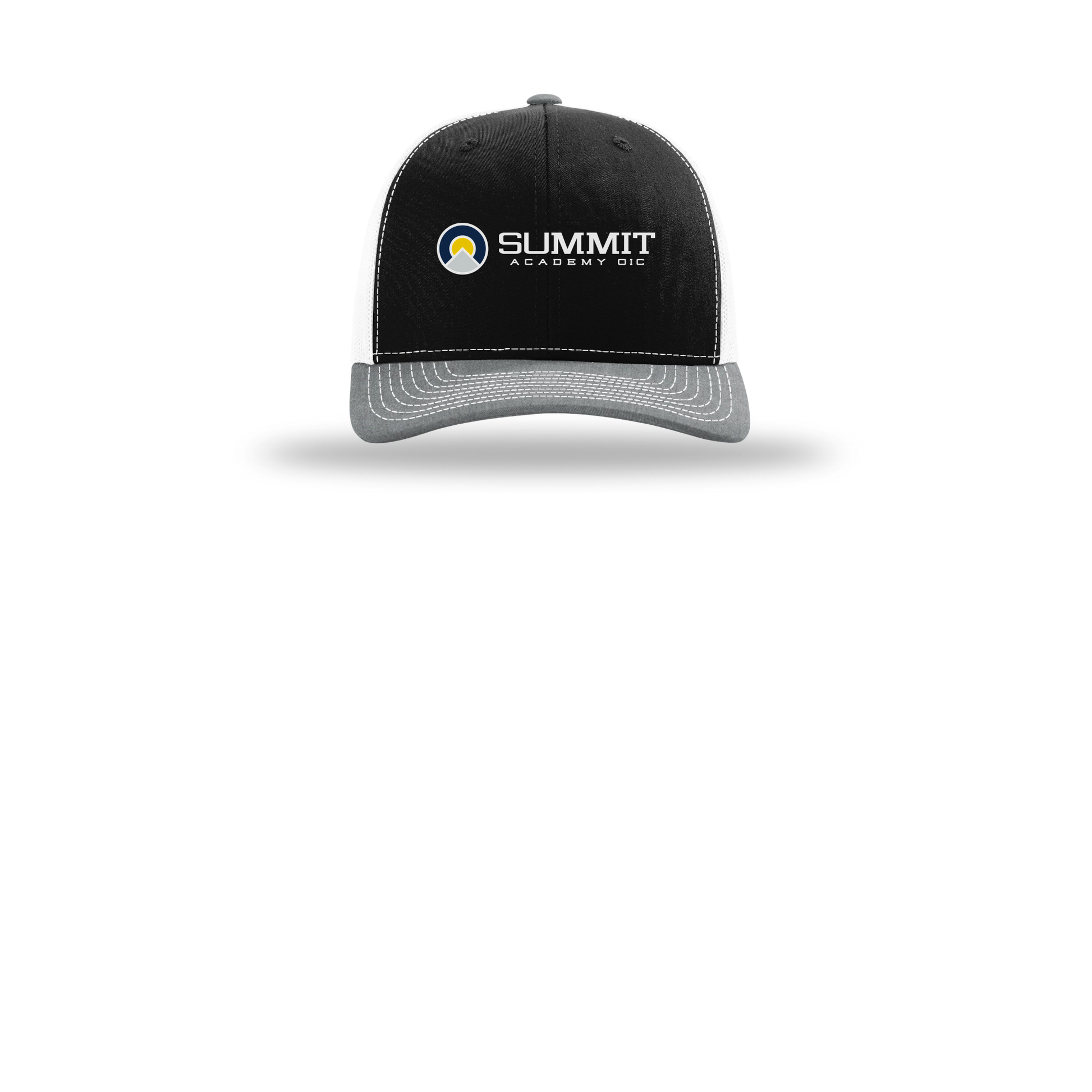 saoic-richardson-trucker-cap-embroidery-capfront-R112-blackwhiteheathergrey-flat-front