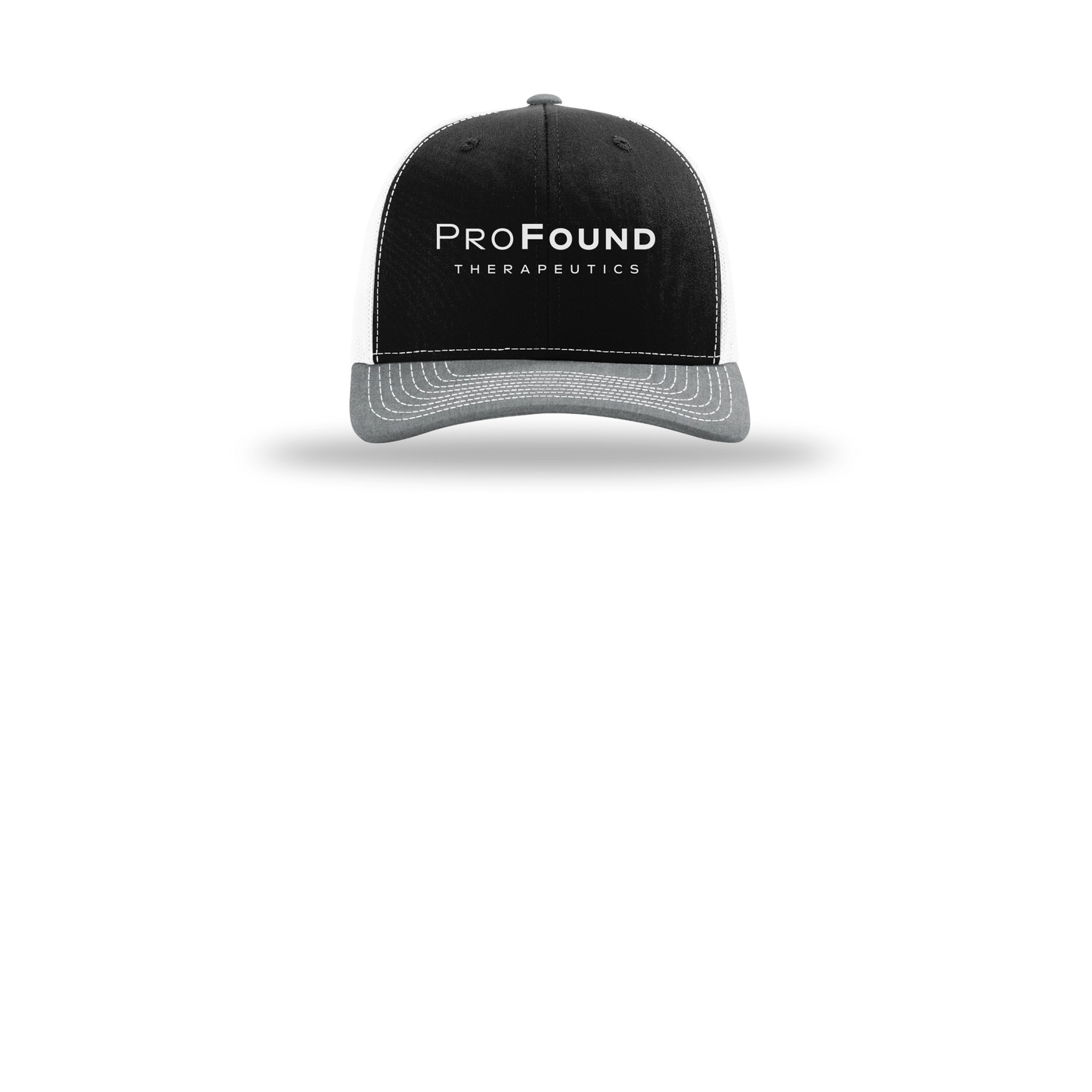 profoundtx-richardson-trucker-cap-embroidery-capfront-R112-blackwhiteheathergrey-flat-front