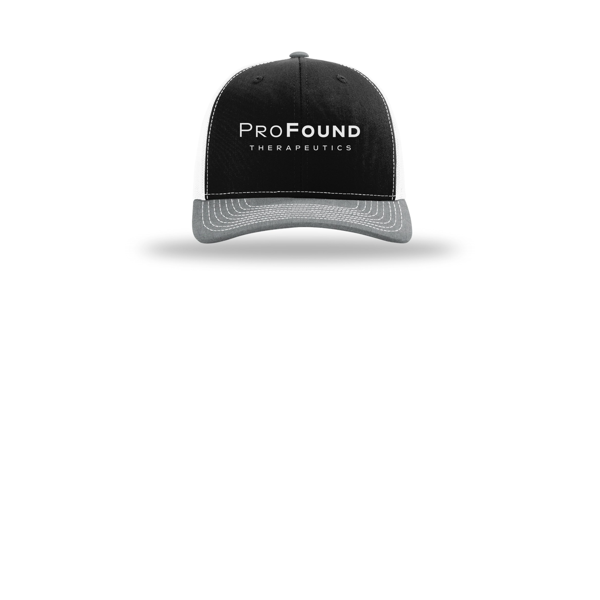 profoundtx-richardson-trucker-cap-embroidery-capfront-R112-blackwhiteheathergrey-flat-front
