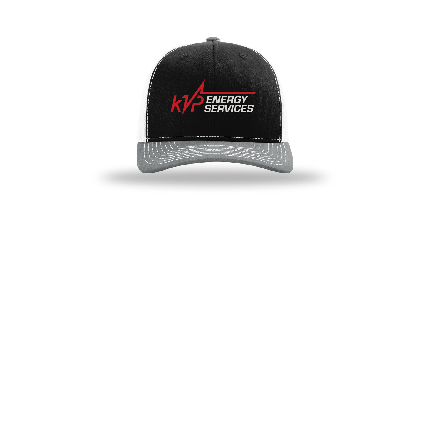 kvpenergy-richardson-trucker-cap-embroidery-capfront-R112-blackwhiteheathergrey-flat-front